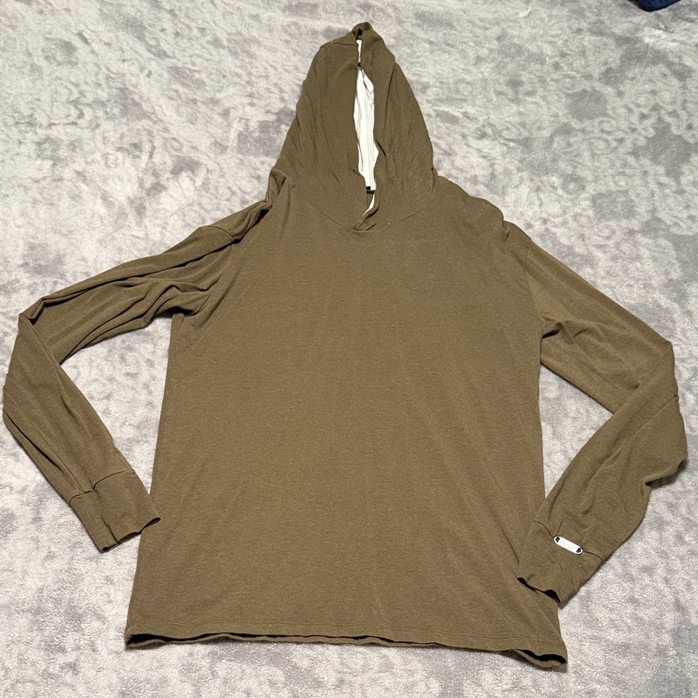 Two Blind Brothers Olive Green Hooded Long Sleeve Shirt